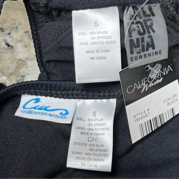 NWT California Waves Bikini Set Junior's Small OR Medium Black Ribbed Strappy - Picture 15 of 16